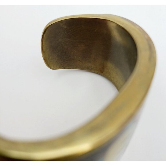 Vintage Andrew Shows Handcrafted Brass Cuff Bracelet W/ Bear Design Rare Unique - Picture 15 of 16